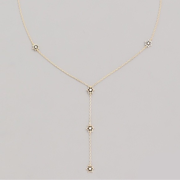 Gold Vermeil Lariat Star Pendant Coin Necklace - Picture 3 of 6